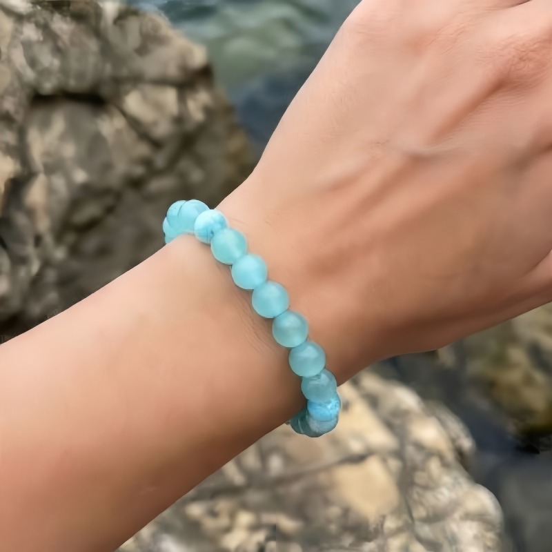 Mint-blue Aquamarine Textured Unisex Bracelet
